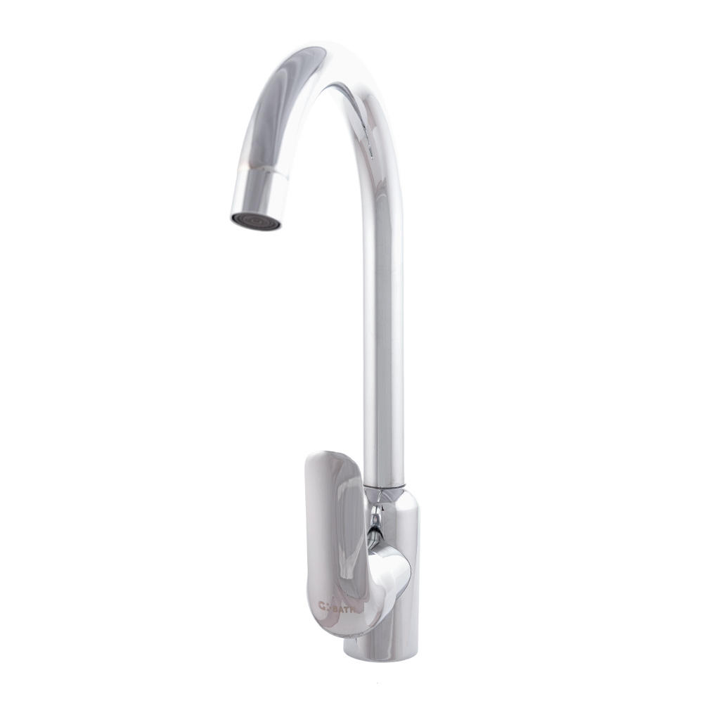 Torneira de cozinha de latão / zinco, cromada, água quente-fria, mangueiras, bico alto, cabo único [QLI-FA1057]