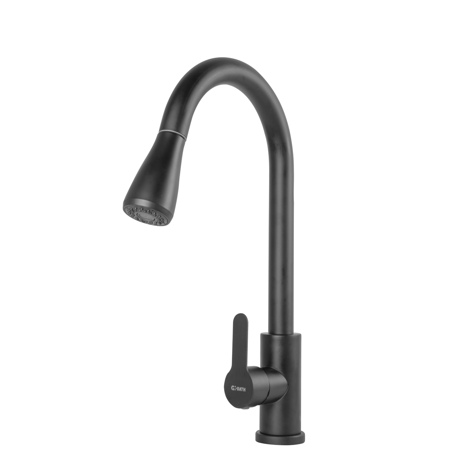 Torneira de cozinha de latão/zinco, preta, água quente e fria, mangueiras, bica alta, alavanca única [QLI-FA-4414]