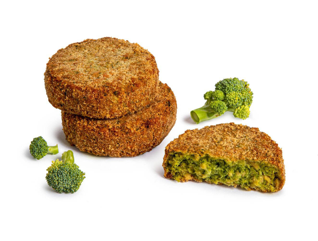 CONGELADO MINI BURGER VEGANA BROCOLI  y  KALE (50gr x24) 1,2kg Kioene Horeca