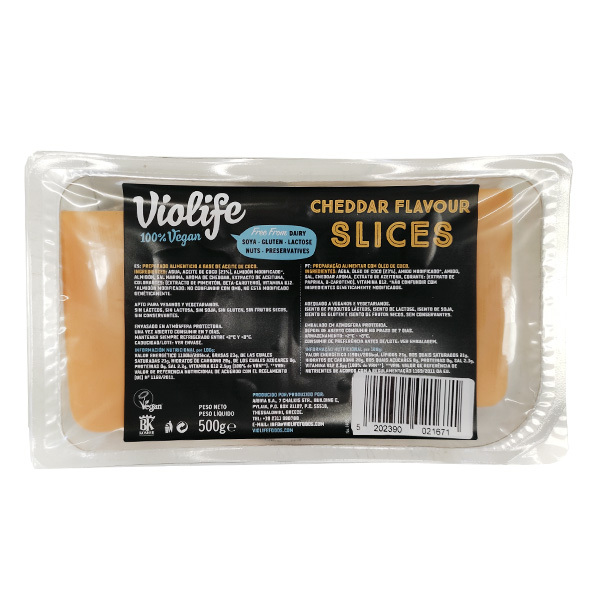 REFRIG LONCHAS VEGANAS SABOR CHEDDAR VIOLIFE 500 g