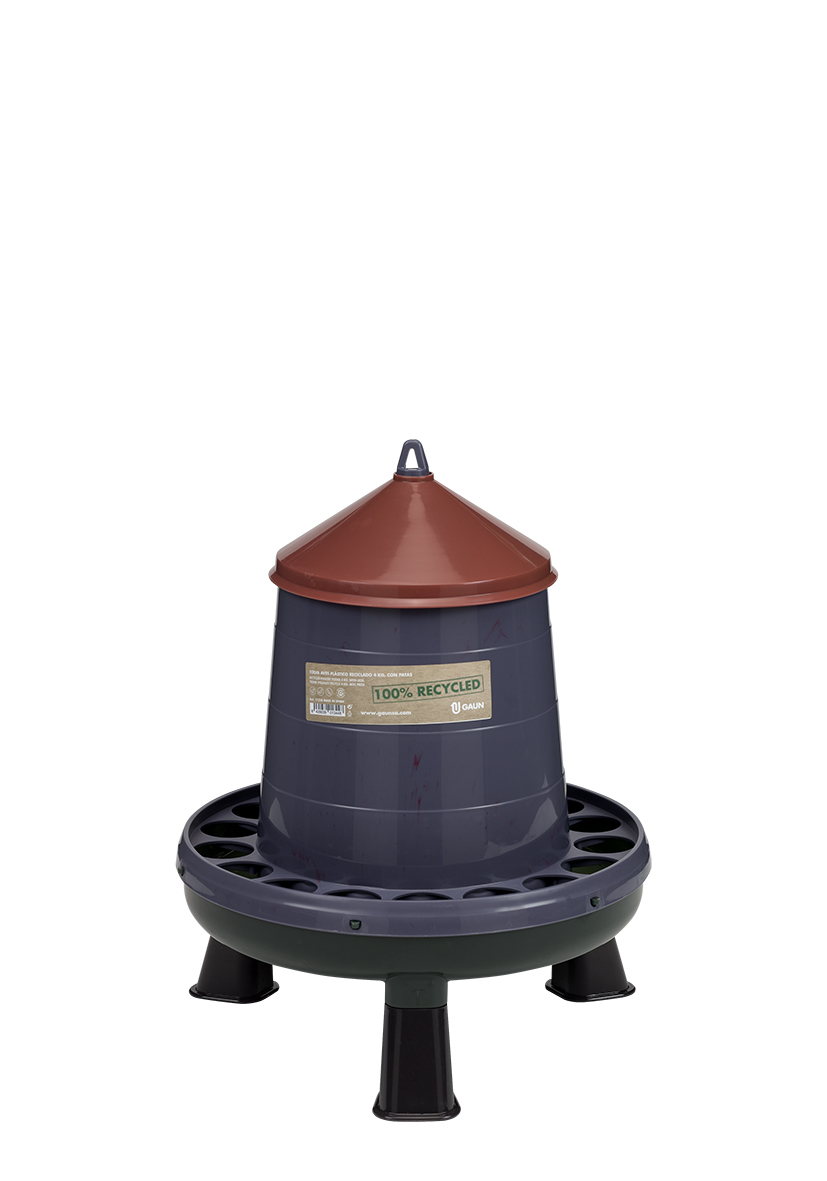 Tolva aves plastico reciclado 4 kgs. con patas