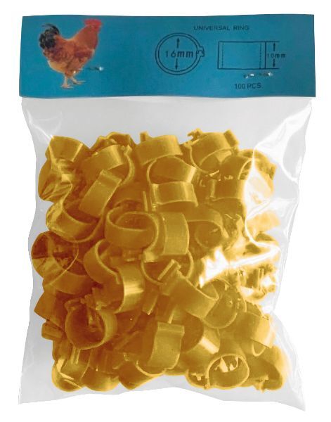 Anillas gallinas 16 mm. amarillo - 100 unidades