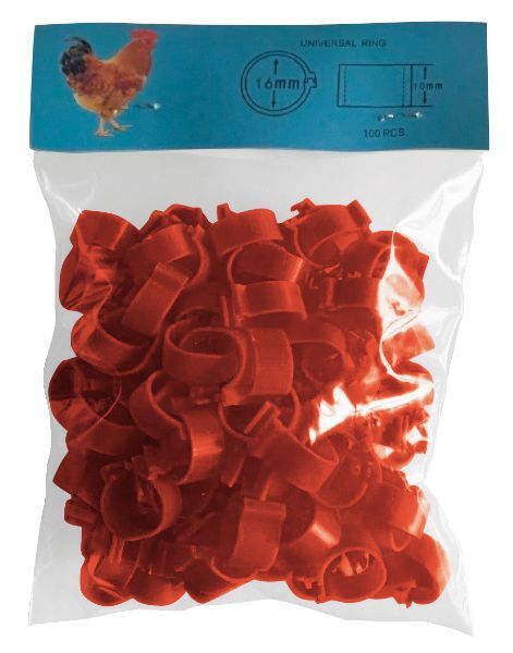 Anillas gallinas 16 mm. rojo - 100 unidades