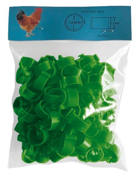 Anillas gallinas 16 mm. verde - 100 unidades