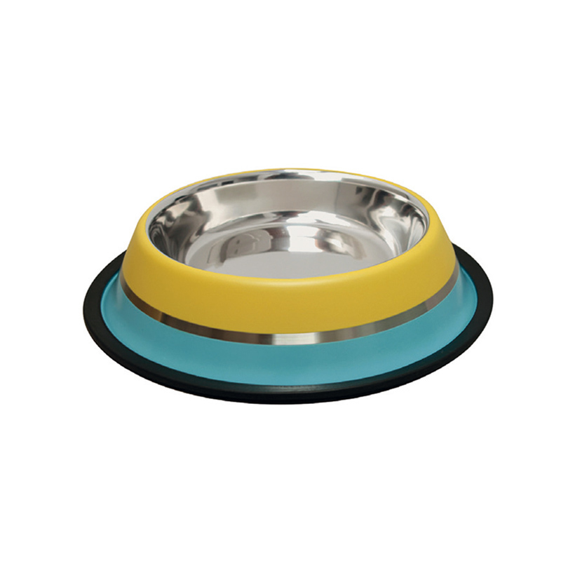 Comedero Inox. Antid-5 Amarillo/Azul
