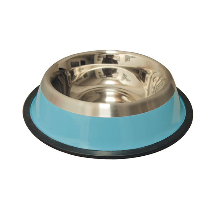 Comedero Inox. Antid-4 Franja Azul