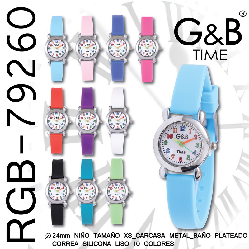 RELOJ GB INFANTIL REDONDO XS 24MM CORREA SILICONA LISO