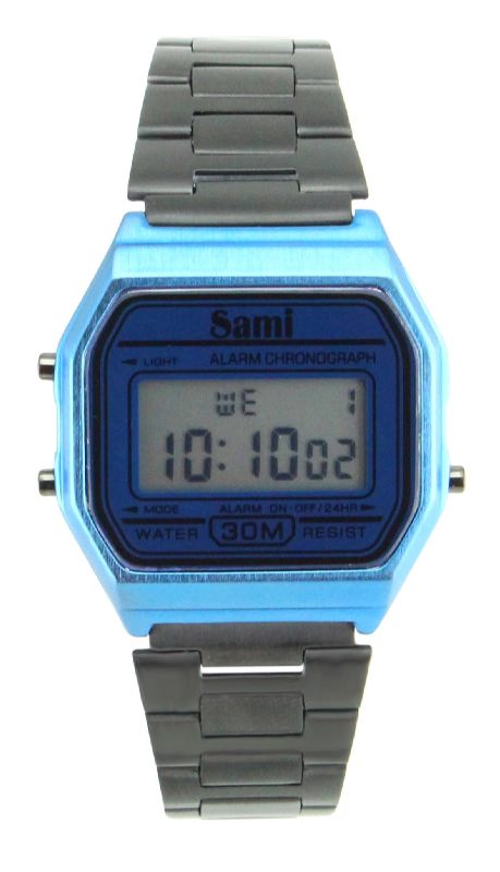 RELOJ SAMI LCD RETRO AZUL IPBLUE / CORR NEG IPB W