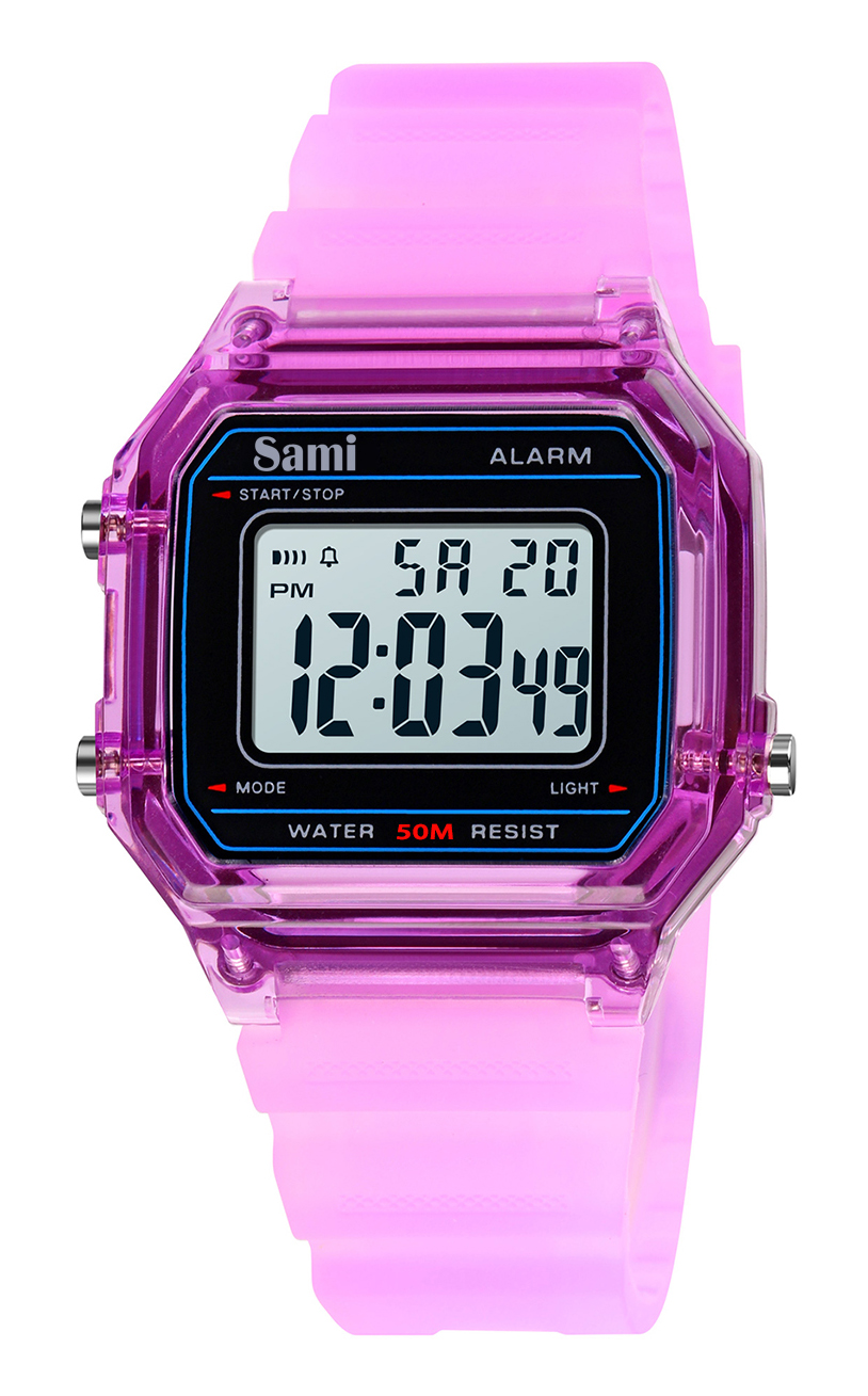 RELOJ SAMI VINTAGE LCD WR50M CORREA/CARCASA TRANSP.