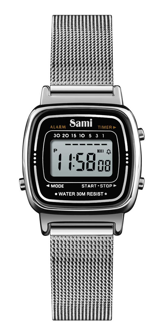 RELOJ SAMI VINTAGE LCD WR30M PEQ.IPS MILANESA AJUSTABLE