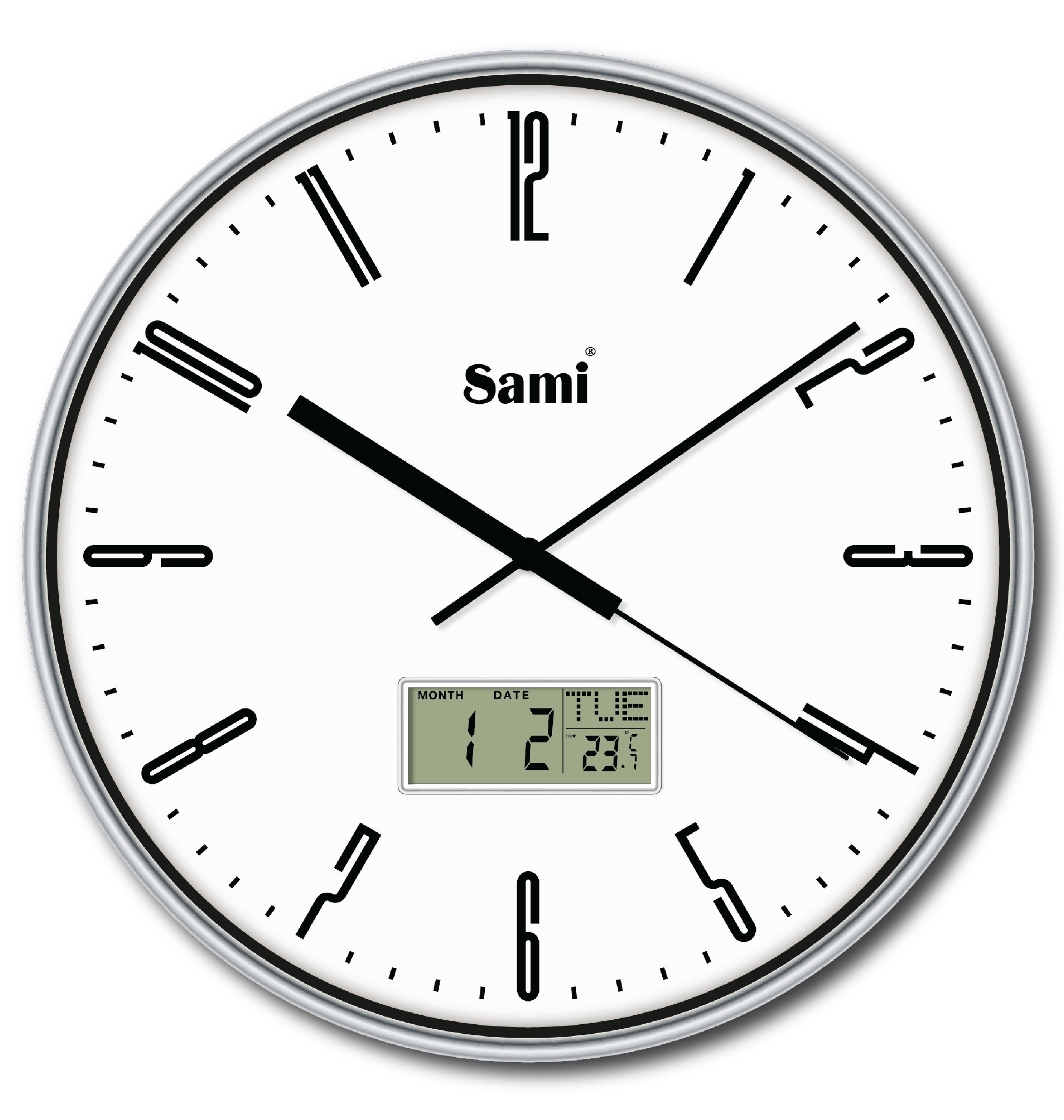 RELOJ DE PARED SAMI RED. 31CM CALEND./TERM.