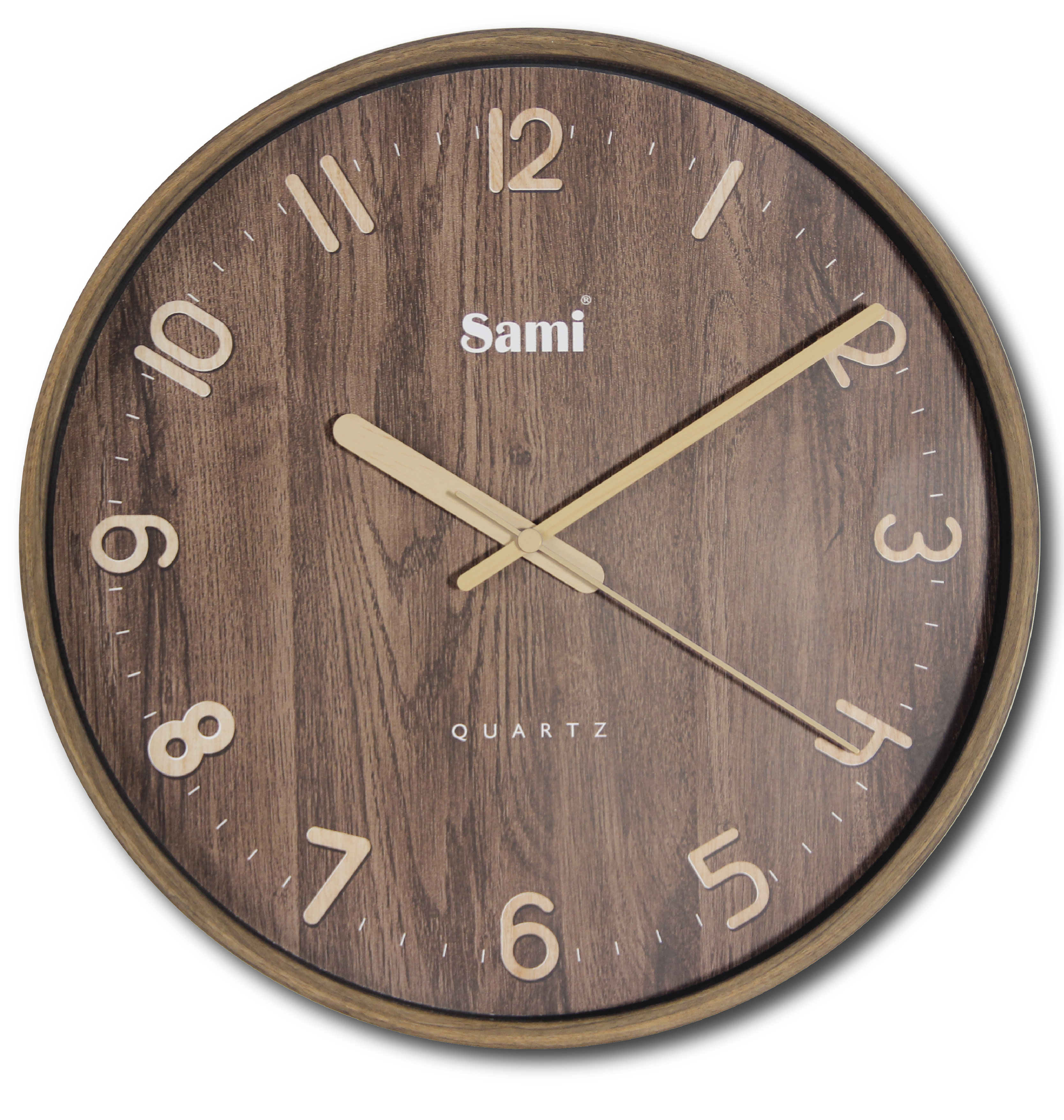 RELOJ DE PARED SAMI RED. 30CM COLOR MADERA OSCURO