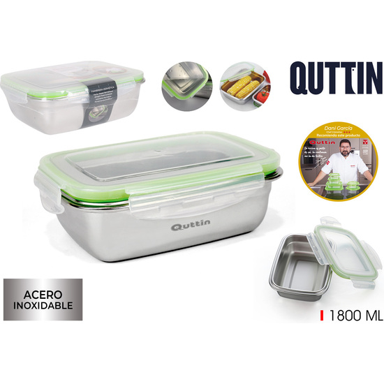 FIAMBRERA HERMETICA RECTANGULAR 1800ML QUTTIN