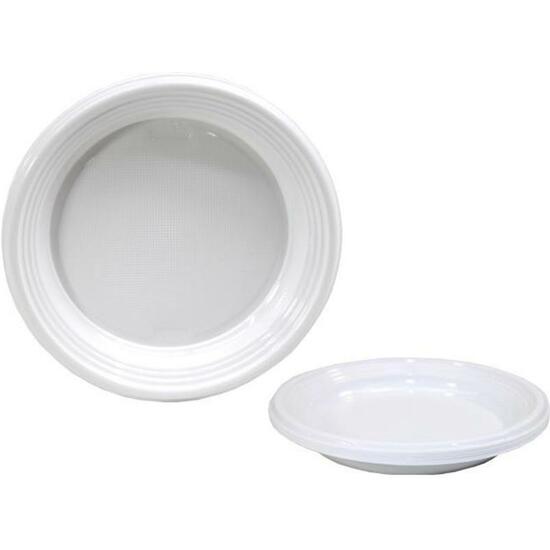 PLATO PLASTICO HONDO REDONDO 20.5CM BLANCO X 12 REUTILIZABLE