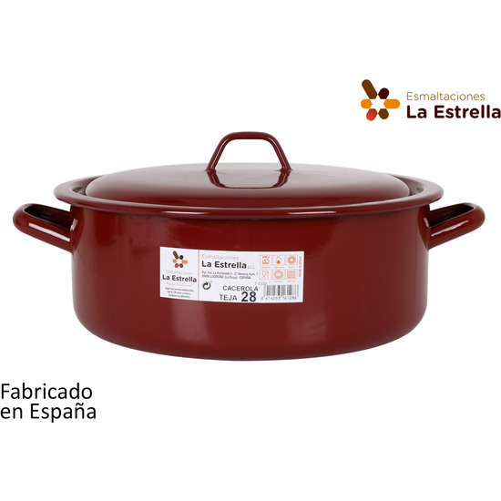 CACEROLA ESMALTADA C/TAPA 28cm - 6,8L TEJA