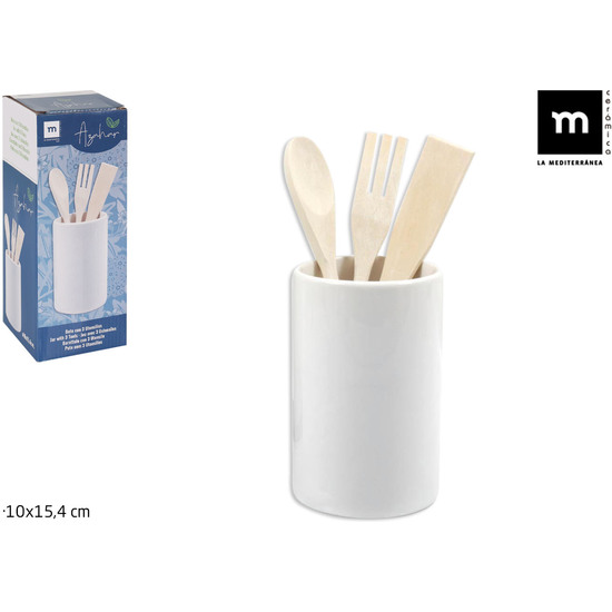 SET BOTE + 3 UTENSILIOS MADERA AZAHAR