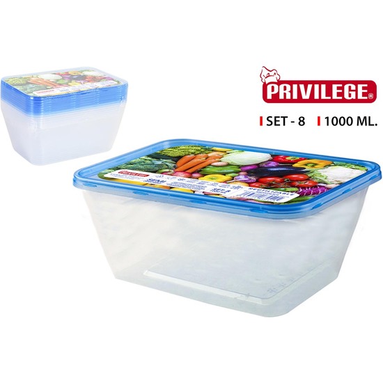 SET 8 SEMIDESECHABLES RECTANGULAR 1000ML