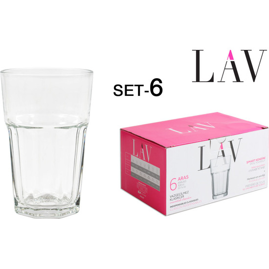 SET 6 VASOS ALTO 300CC ARAS