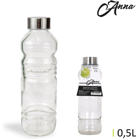 BOTELLA VIDRIO 0.5L TAPÓN METÁLICO 7X22CM ANNA