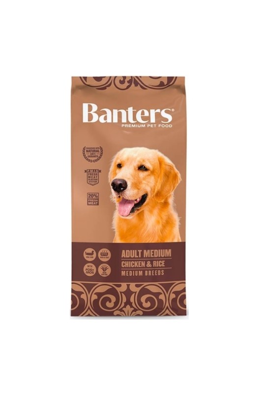 BANTERS DOG ADULT MEDIUM Chicken&Rice 15 Kg.