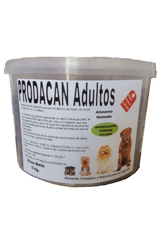PRODACAN ADULTOS 5 KG. Alimento Natural Semi-Humedo